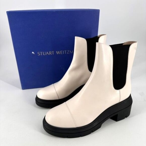 NIB STUART WEITZMAN Norah Oat Platform Block Heel Chelsea Boots EU 41.5, US 10.5 - Picture 1 of 13